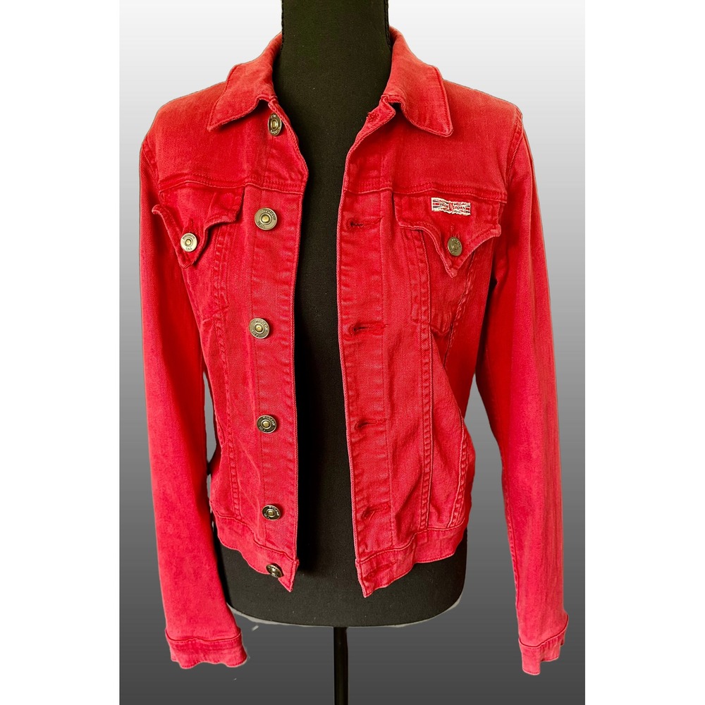 Hudson Signature Jean Jacket Womens Small Red Denim W702TIP Bloomingdales
